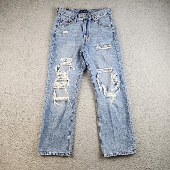 Aéropostale Denim - Womens Size 8S  Blue High Rise 90's Baggy Aeropostle Jeans Ripped Grunge Pants